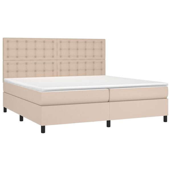 vidaXL Sommier &agrave; lattes de lit avec matelas Cappuccino 200x200 cm