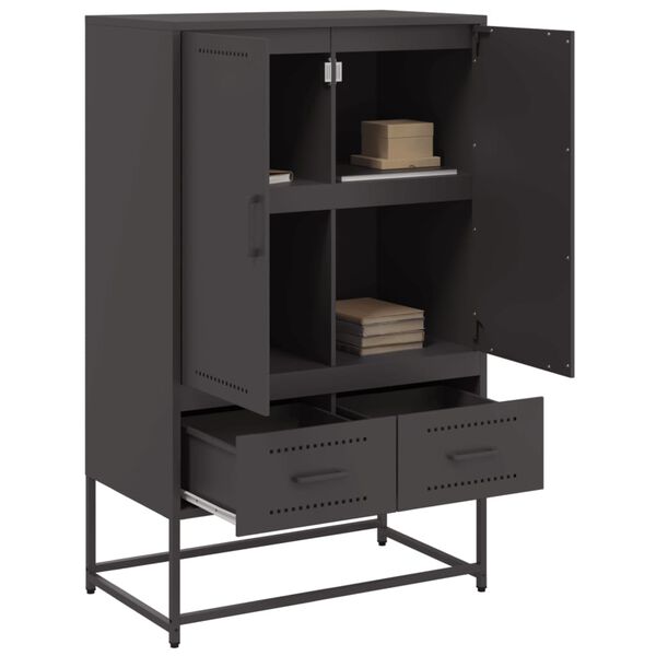 vidaXL Buffet haut noir 68x39x111,5 cm acier