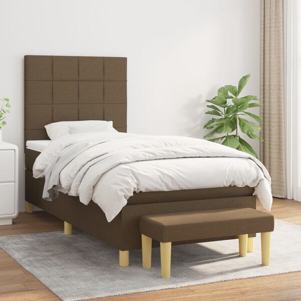 vidaXL Sommier &agrave; lattes de lit avec matelas Marron fonc&eacute; 90x190 cm
