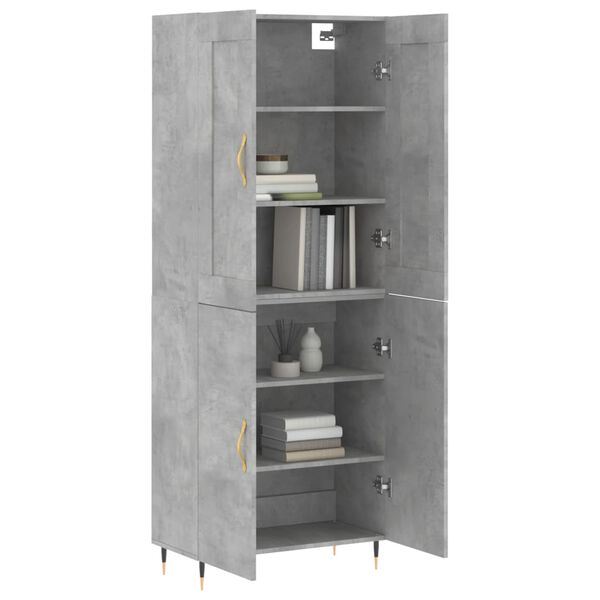 vidaXL Buffet haut Gris b&eacute;ton 69,5x34x180 cm Bois d'ing&eacute;nierie