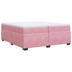 vidaXL Sommier &agrave; lattes de lit avec matelas Rose 200x200 cm Velours