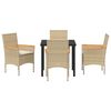 vidaXL Ensemble de salle &agrave; manger pour jardin 5 pc Beige polyrotin