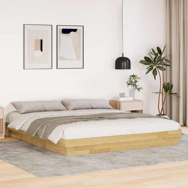 vidaXL Cadre de lit sans matelas 200 x 200 cm en bois massif de ch&ecirc;ne