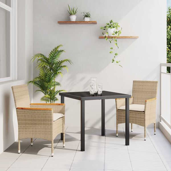 vidaXL Ensemble de salle à manger pour jardin 3 pcs Beige polyrotin