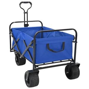 vidaXL Chariot pliant Bleu 89 x 63 x 96 cm Acier et polyester Oxford