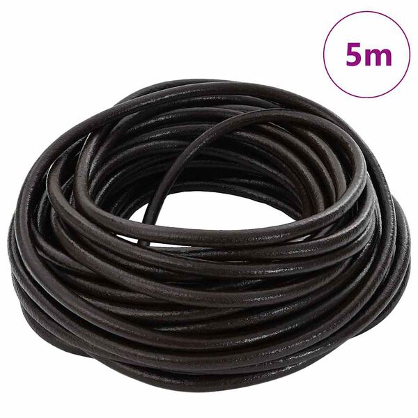 vidaXL Corde en Cuir Marron fonc&eacute; &Oslash;5 mm x 5 m Cuir