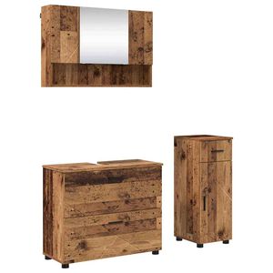 vidaXL Ensemble de mobilier de salle de bain 3 pi&egrave;ces Bois Ancien