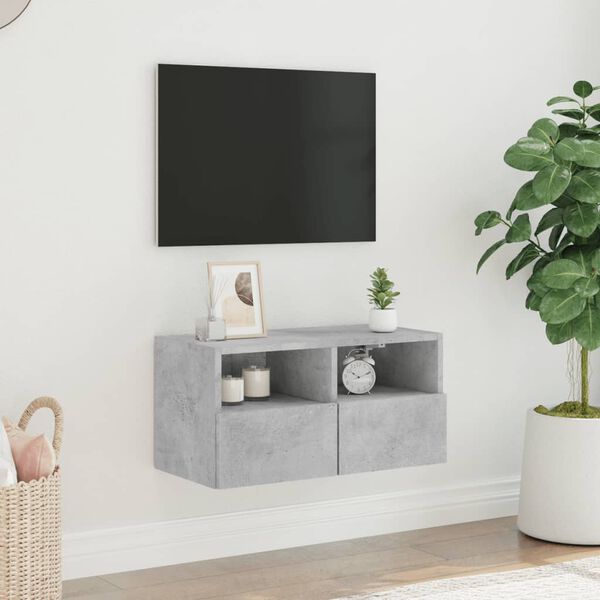 vidaXL Meuble TV mural gris b&eacute;ton 60x30x30 cm bois d'ing&eacute;nierie