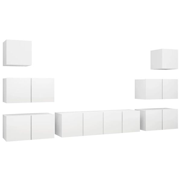 vidaXL Ensemble de meubles TV 8 pcs Blanc Bois d'ing&eacute;nierie