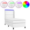 vidaXL Sommier à lattes de lit matelas LED Blanc 90x190cm Similicuir