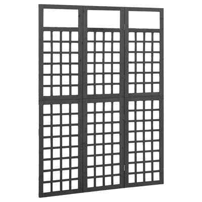 vidaXL Cloison de séparation à 3 panneaux Bois de pin Noir 121x180 cm
