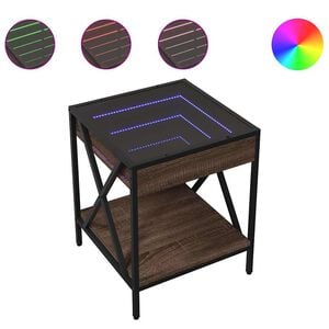 vidaXL Table basse avec LED Infinity ch&ecirc;ne marron 40x40x49 cm