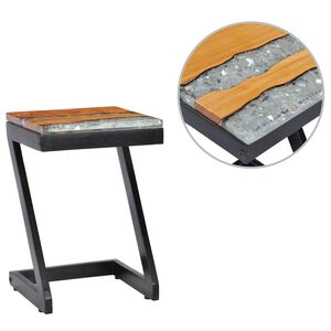 vidaXL Table basse 30x30x50 cm Bois de teck massif et polyr&eacute;sine
