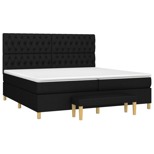 vidaXL Sommier &agrave; lattes de lit avec matelas Noir 200x200 cm Tissu