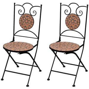 vidaXL Chaises pliantes 2 pi&egrave;ces en c&eacute;ramique terre cuite