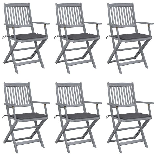 vidaXL Chaises pliables d'ext&eacute;rieur lot de 6 et coussins Bois d'acacia