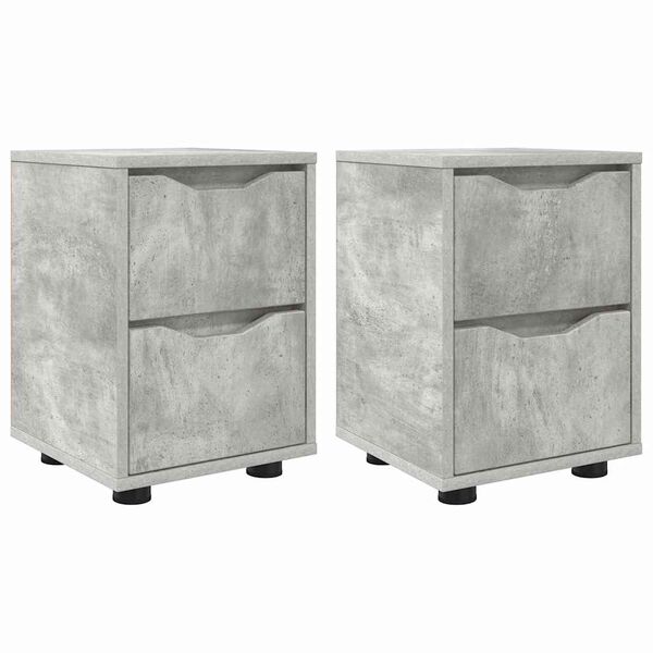 vidaXL Tables de chevet avec tiroir 2 pcs Gris b&eacute;ton 30,5 x 30 x 43 cm
