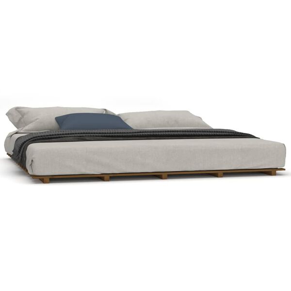 vidaXL Cadre de lit sans matelas marron miel 200x200cm bois pin massif