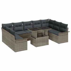 vidaXL Ensemble de canap&eacute; de jardin 10 pcs Gris Poly rotin