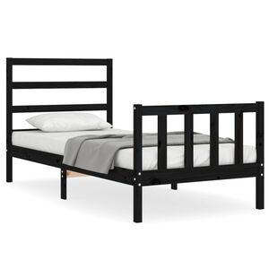 vidaXL Cadre de lit sans matelas noir bois de pin massif