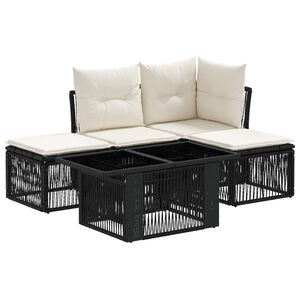 vidaXL Ensemble de canap&eacute; de jardin 5 pc Noir polyrotin