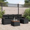 vidaXL Salon de jardin 6 pcs avec coussins noir r&eacute;sine tress&eacute;e