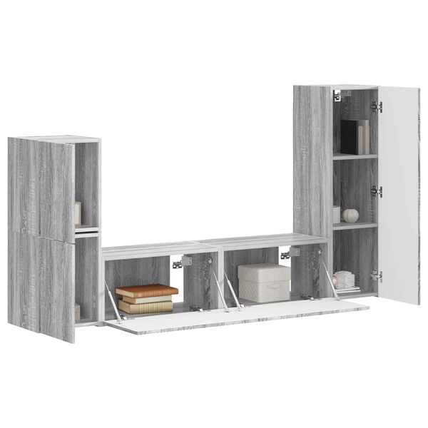 vidaXL Ensemble meuble TV 4 pcs Gris Sonoma Bois d'ing&eacute;nierie