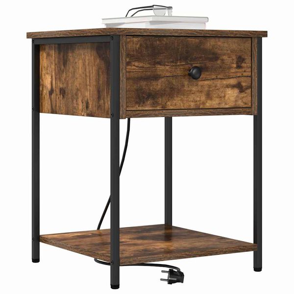 vidaXL Cabinet de chevet Ch&ecirc;ne fum&eacute; 42 x 41 x 56 cm Bois d'ing&eacute;nierie