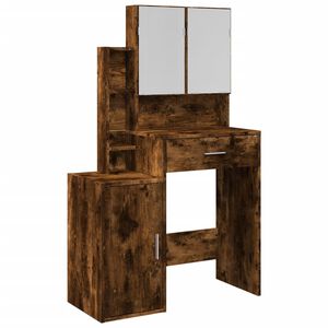 vidaXL Coiffeuse avec armoire ch&ecirc;ne fum&eacute; 80x35x132 cm