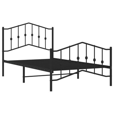 vidaXL Cadre de lit métal sans matelas avec pied de lit noir 100x190cm