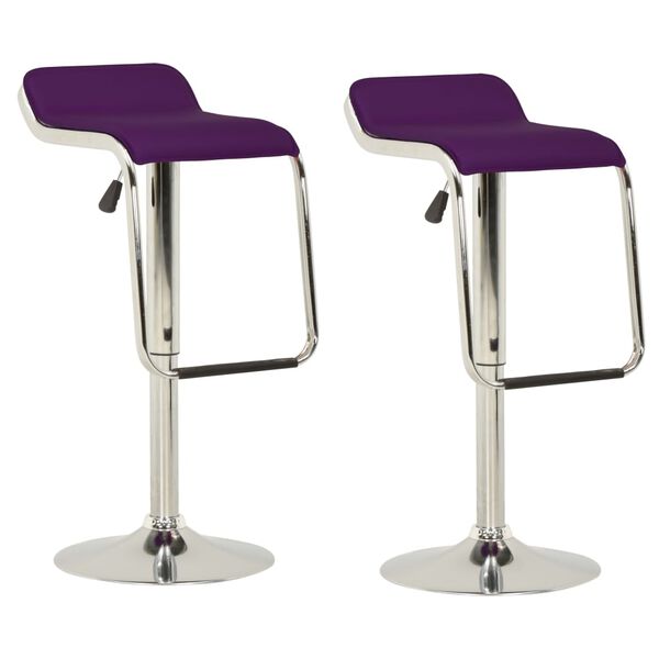 vidaXL Tabourets de bar lot de 2 violet tissu et bois courb&eacute;