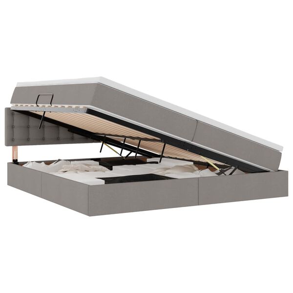 vidaXL Lit avec rangement et LED Taupe 200 x 200 cm Polyester