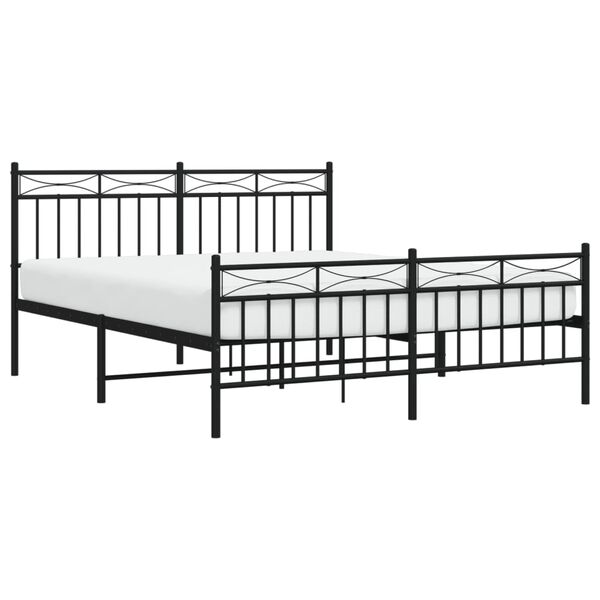 vidaXL Cadre de lit m&eacute;tal sans matelas avec pied de lit noir 160x200cm