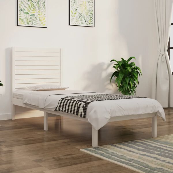 vidaXL Cadre de lit sans matelas blanc 90x190 cm bois massif