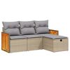vidaXL Salon de jardin avec coussins 4pcs m&eacute;lange beige r&eacute;sine tress&eacute;e