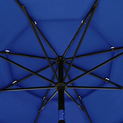 vidaXL Parasol à 3 niveaux avec mât en aluminium Bleu azuré 3,5 m