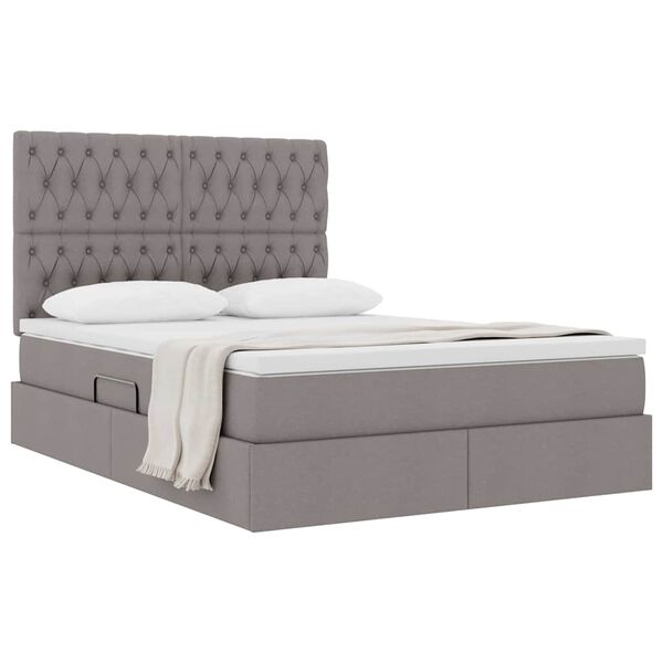 vidaXL Lit avec rangement et matelas Taupe 140 x 200 cm Polyester