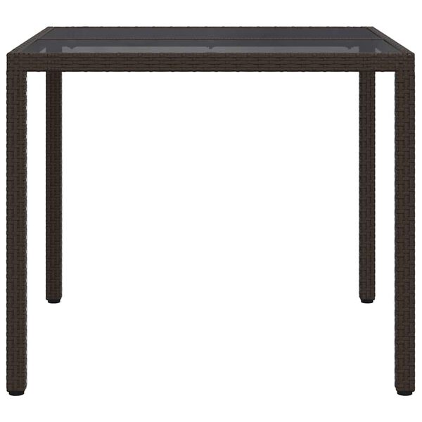 vidaXL Table de jardin pour repas Marron 90 x 90 x 75 cm Poly rotin