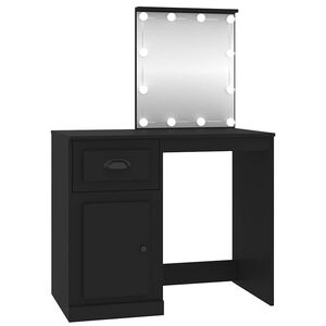 vidaXL Coiffeuse avec LED noir 90x50x132,5 cm bois d'ing&eacute;nierie