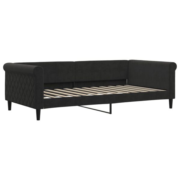vidaXL Lit de jour avec lit gigogne et matelas noir 100x200 cm velours