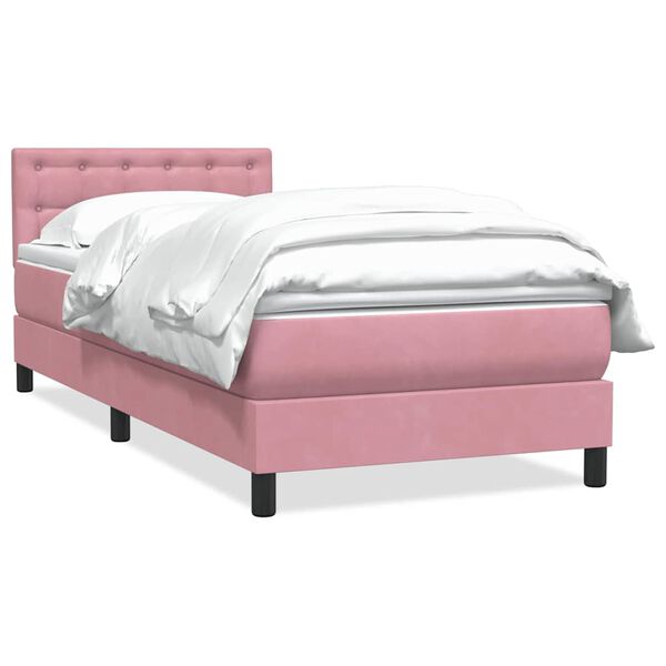 vidaXL Sommier &agrave; lattes de lit avec matelas rose 80x210 cm velours