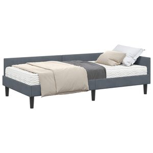 vidaXL Cadre de lit d'angle avec matelas Autre 2 pcs Gris Velours