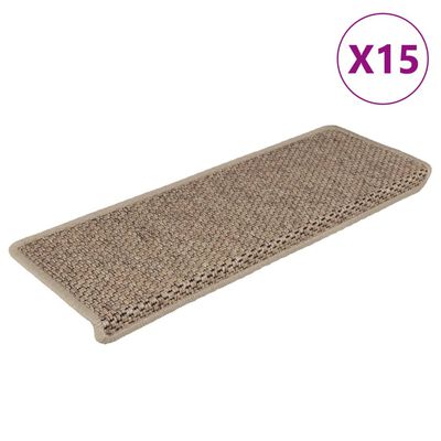 vidaXL Tapis d'escalier autocollants 15 pcs 65x21x4 cm Sable