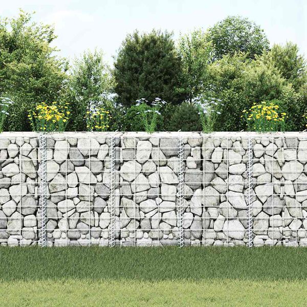 vidaXL Lits surélevés en gabion 3 pcs 30x30x50 cm Fer