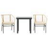 vidaXL Ensemble &agrave; manger jardin coussins 3pcs marron poly rotin verre