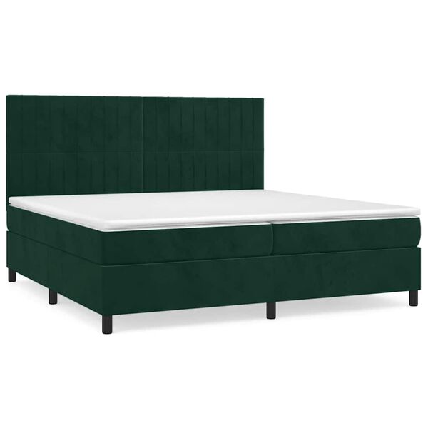 vidaXL Sommier &agrave; lattes de lit et matelas Vert fonc&eacute; 200x200cm Velours