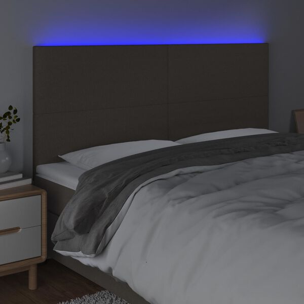 vidaXL T&ecirc;te de lit &agrave; LED Taupe 160x5x118/128 cm Tissu