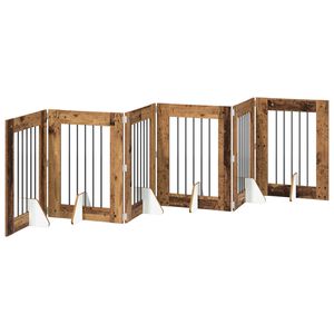 vidaXL Porte de chien pliable avec supports 6 pcs Bois ancien 362 cm