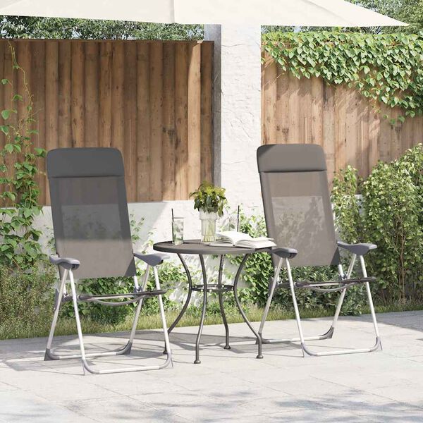 vidaXL Chaises de camping pliables lot de 2 Gris Aluminium