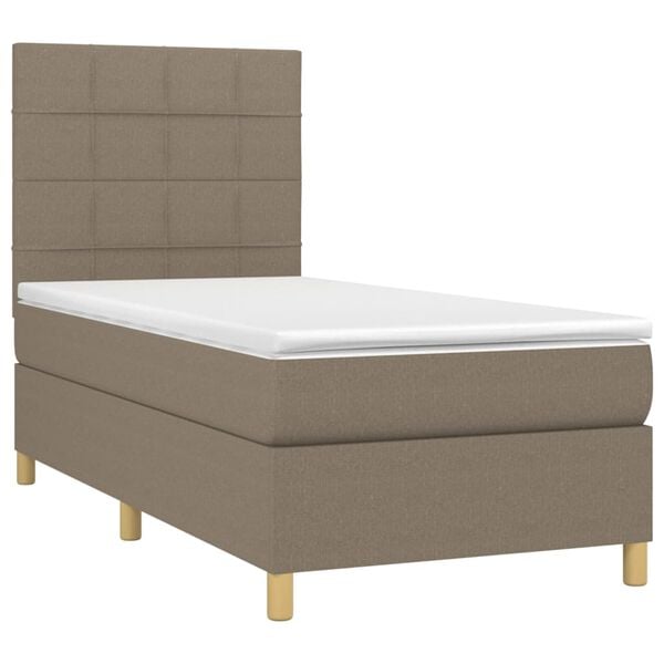 vidaXL Sommier &agrave; lattes de lit avec matelas Taupe 100x200 cm Tissu